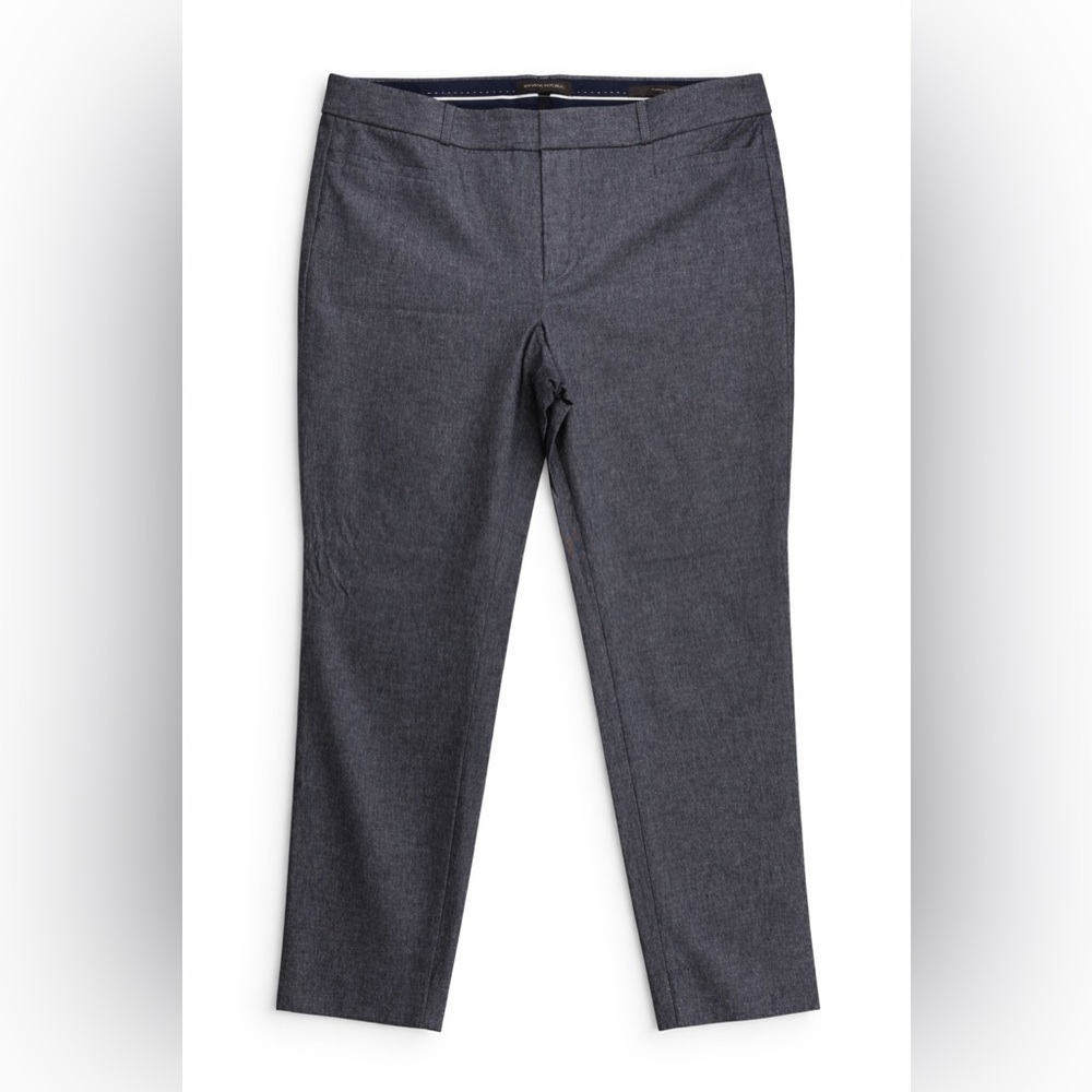 Banana Republic Sloan Slim Ankle Pants Size 14 Dark Gray Chambray